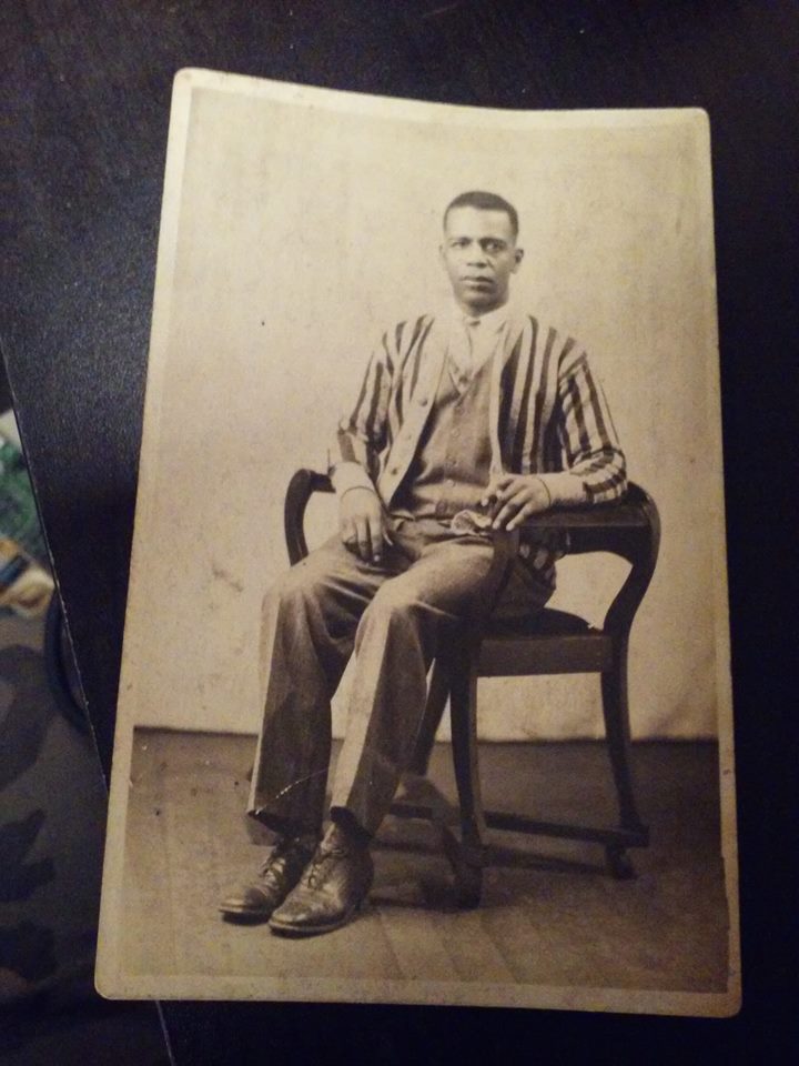 Vintage Black Americana RPPC Postcard Man On Chair