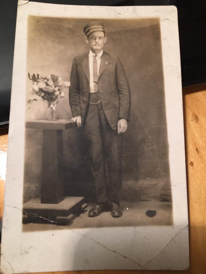 VTG RPPC Postcard Train Conductor Railroad Photo